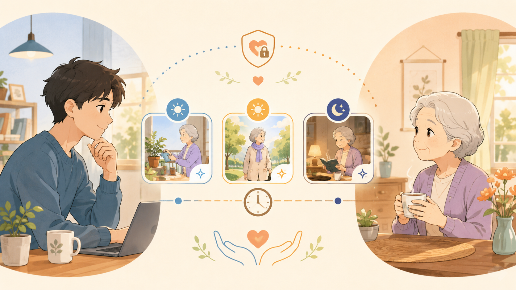 Using Generative AI to Balance Privacy and Awareness in Inter-generational Caregiving